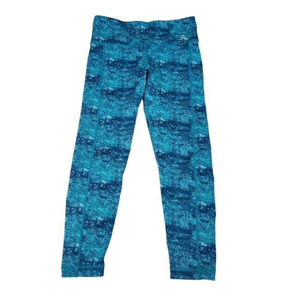 Vineyard Vines Leggings Womens Small Teal Blue Watercolor Athleisure Gym Stretch - Picture 1 of 11